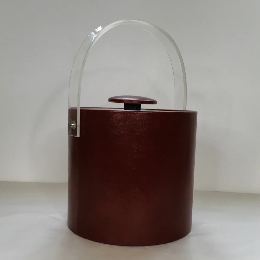 VINTAGE 1970'S GEORGE BRIARD ICE BUCKET with Lucite Handle and Lid Mid- …
